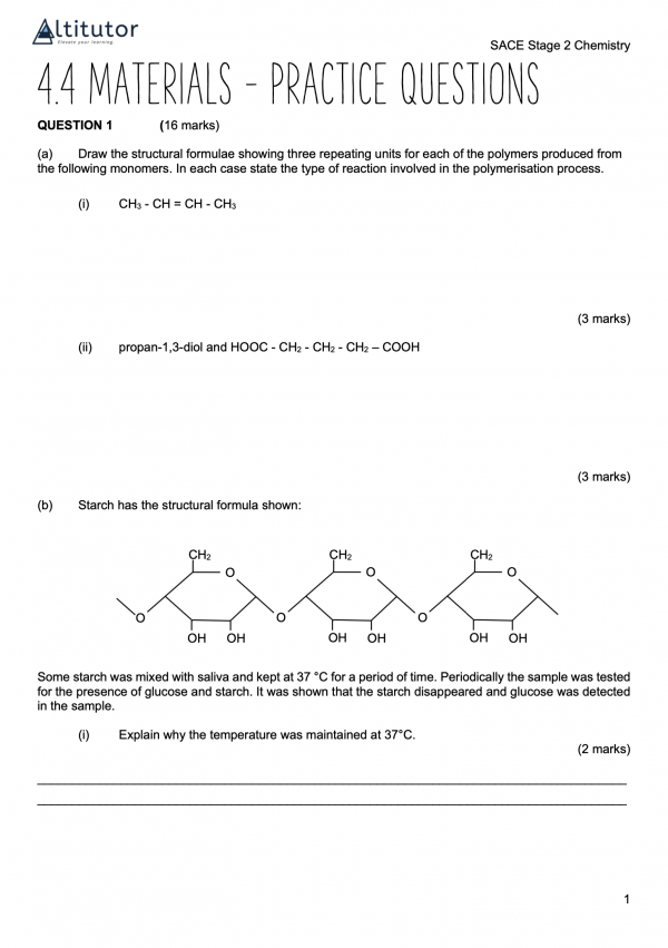 SACE Chemistry PQ 1